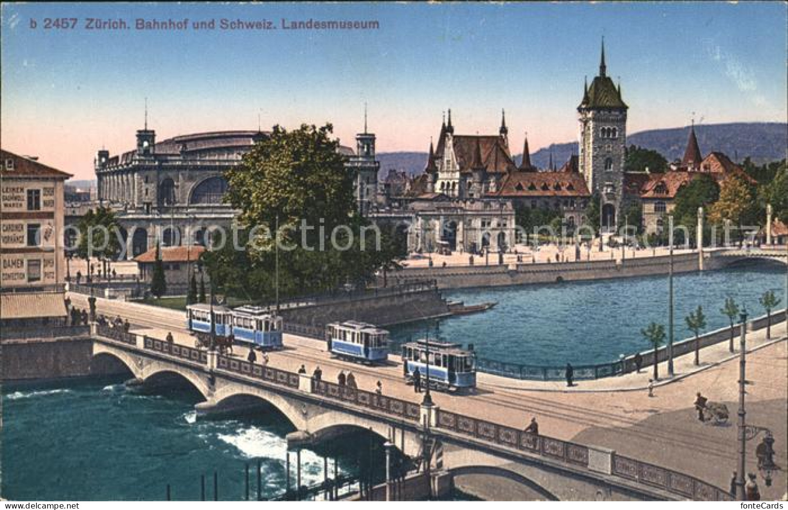 11778659 Zuerich Bahnhof Mit Schweizer Landesmuseum Strassenbahnen Zuerich - Altri & Non Classificati