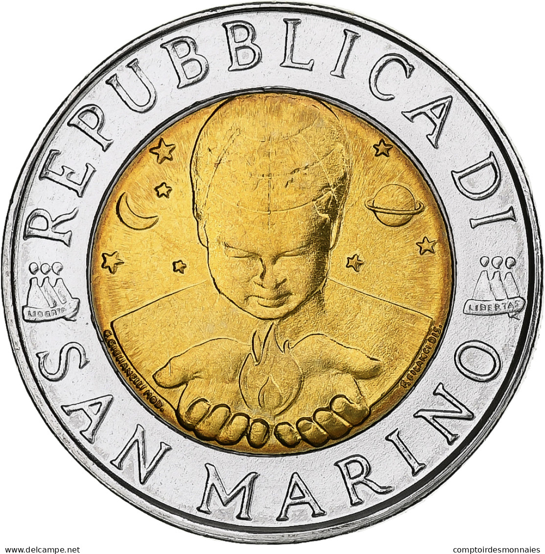 Saint Marin , 500 Lire, Chimica, 1998, Rome, Bimétallique, SPL+, KM:383 - Saint-Marin