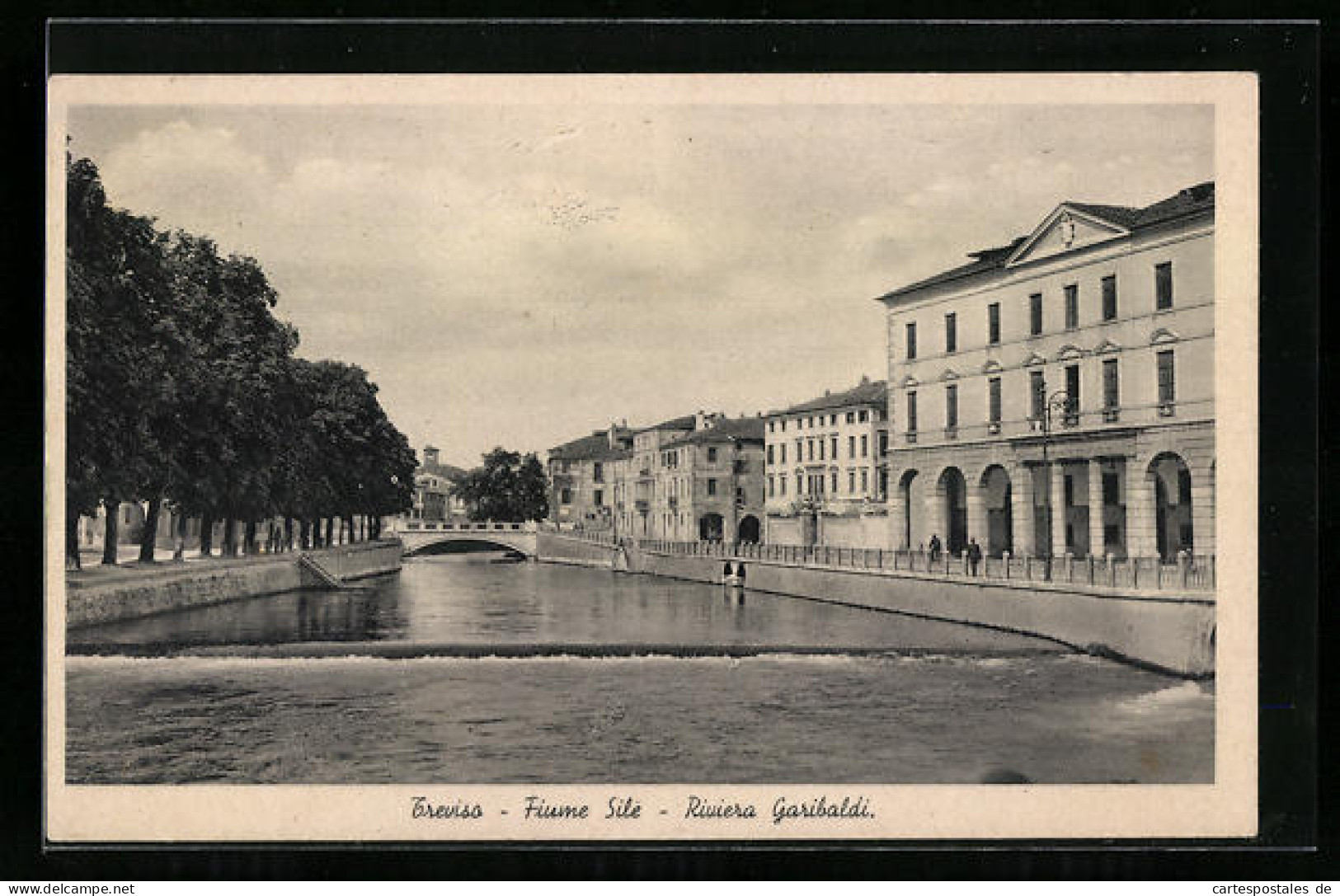 Cartolina Treviso, Fiume Sile, Riviera Garibaldi  - Treviso