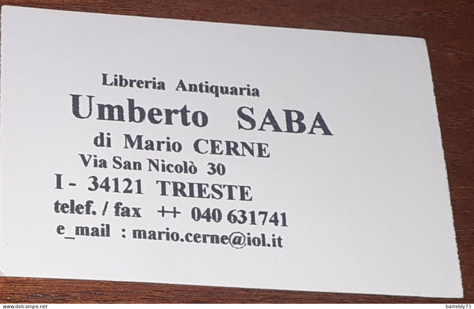 Cartoncino Libreria Antiquaria Umberto Saba (Trieste) - Visitekaartjes
