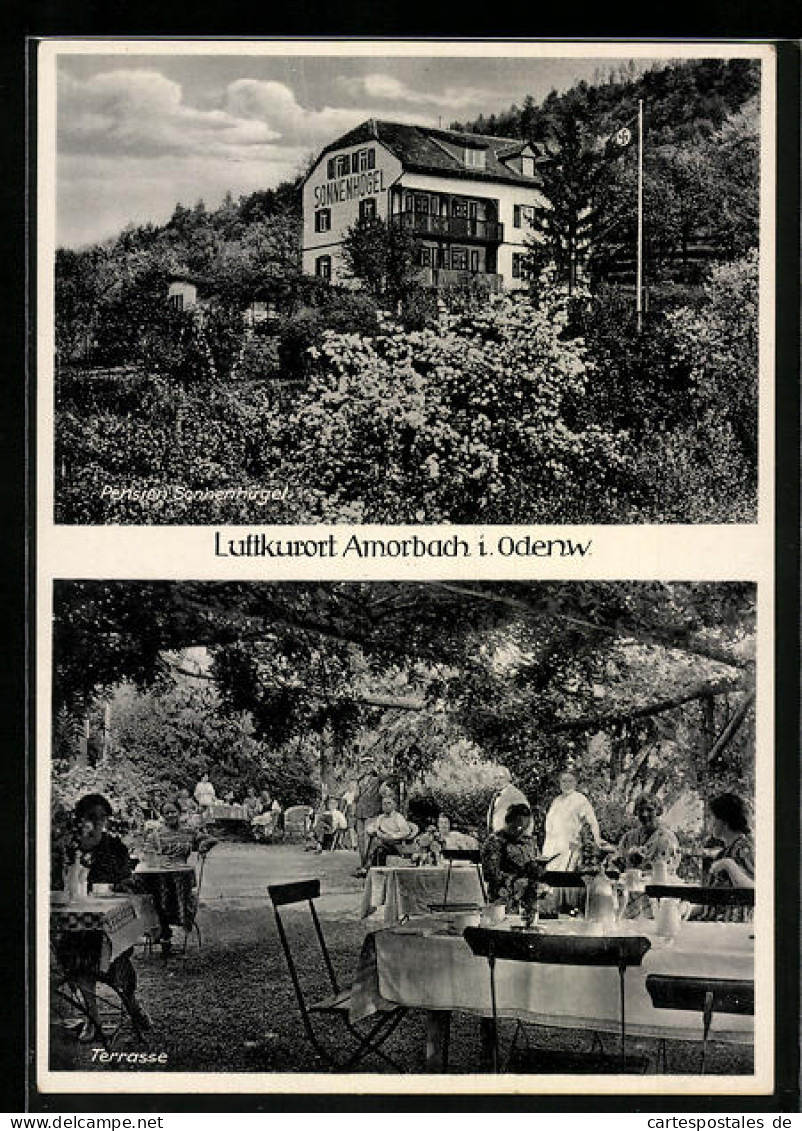 AK Amorbach I. Odenw., Hotel-Pension Sonnenhügel, Terrasse  - Amorbach