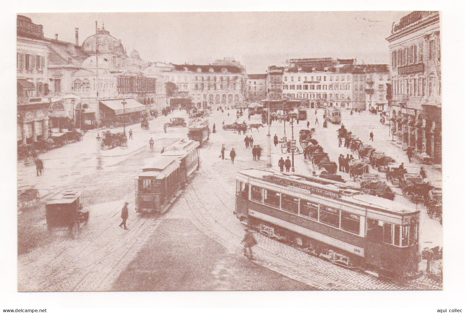 NICE - LA PLACE MASSÉNA VERS 1912 - REPRODUCTION D'UNE CARTE ANCIENNE - Tramways