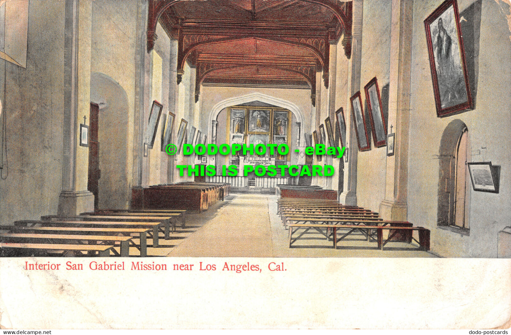 R502337 Interior San Gabriel Mission Near Los Angeles. Cal. M. Rieder. No. 3059. - Monde