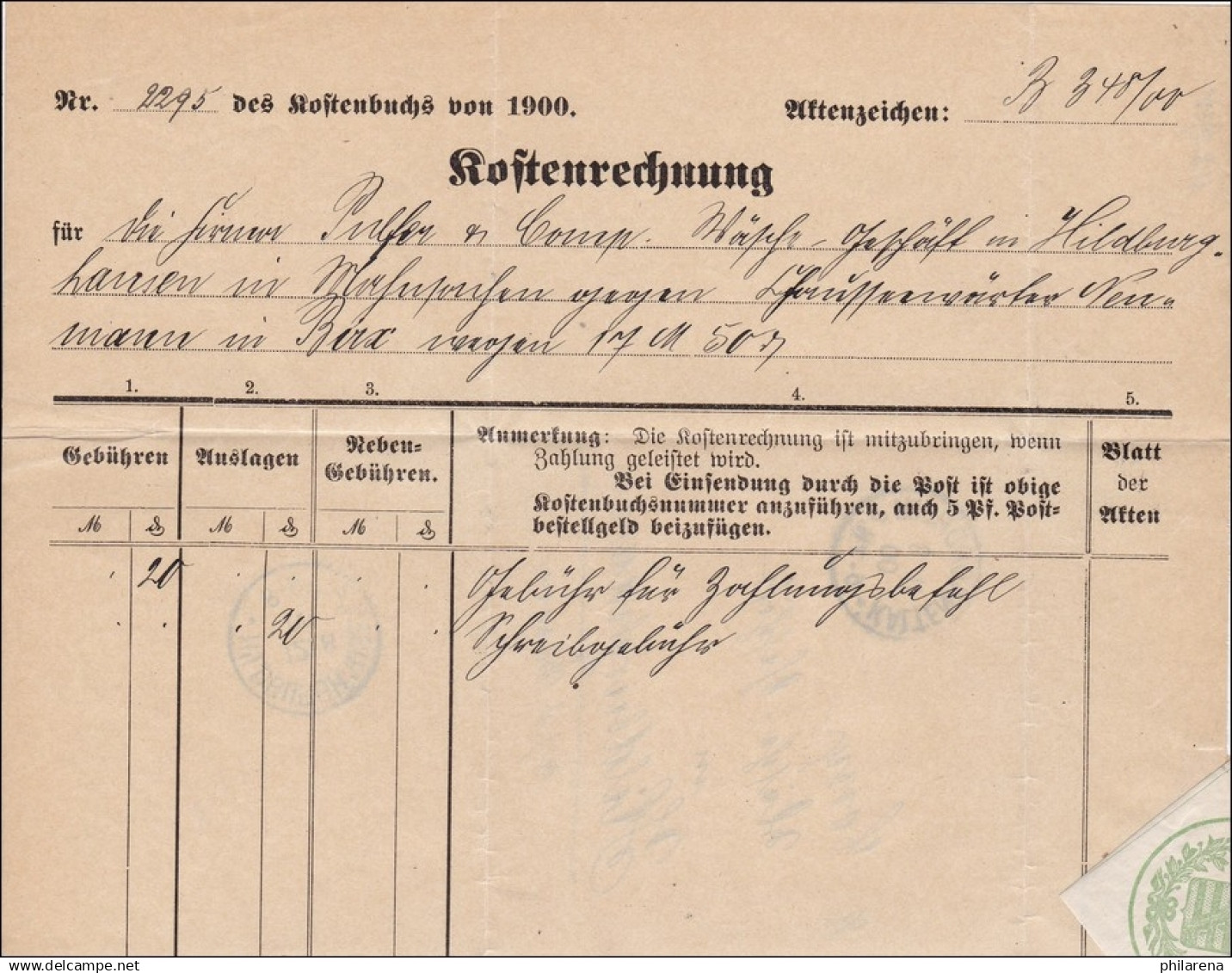 Kaltennordheim 1900 Nach Hildbughausen - Briefe U. Dokumente