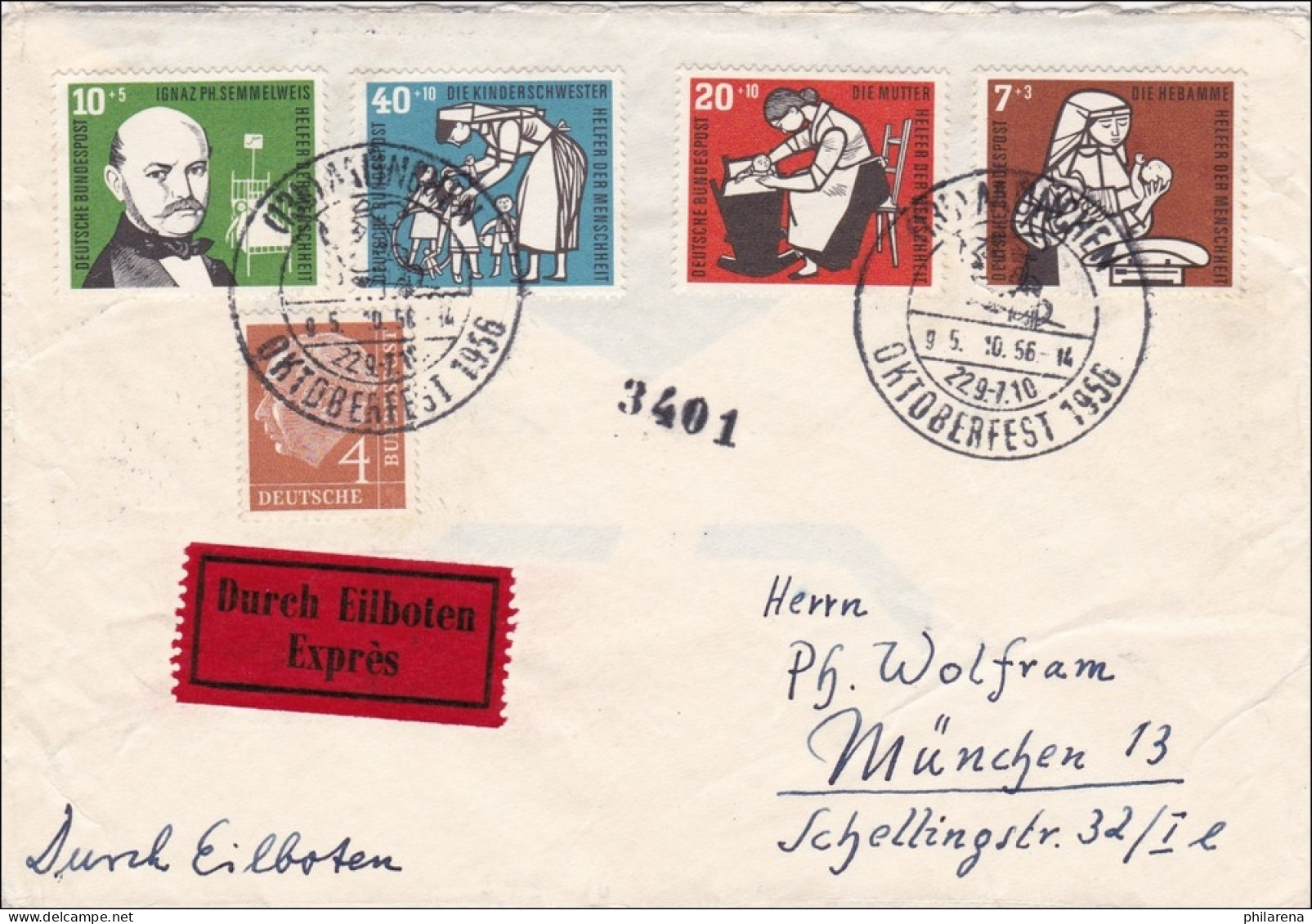 Eilboten Brief Vom Münchner Oktoberfest 1956 Mit Sonderstempel - Brieven En Documenten