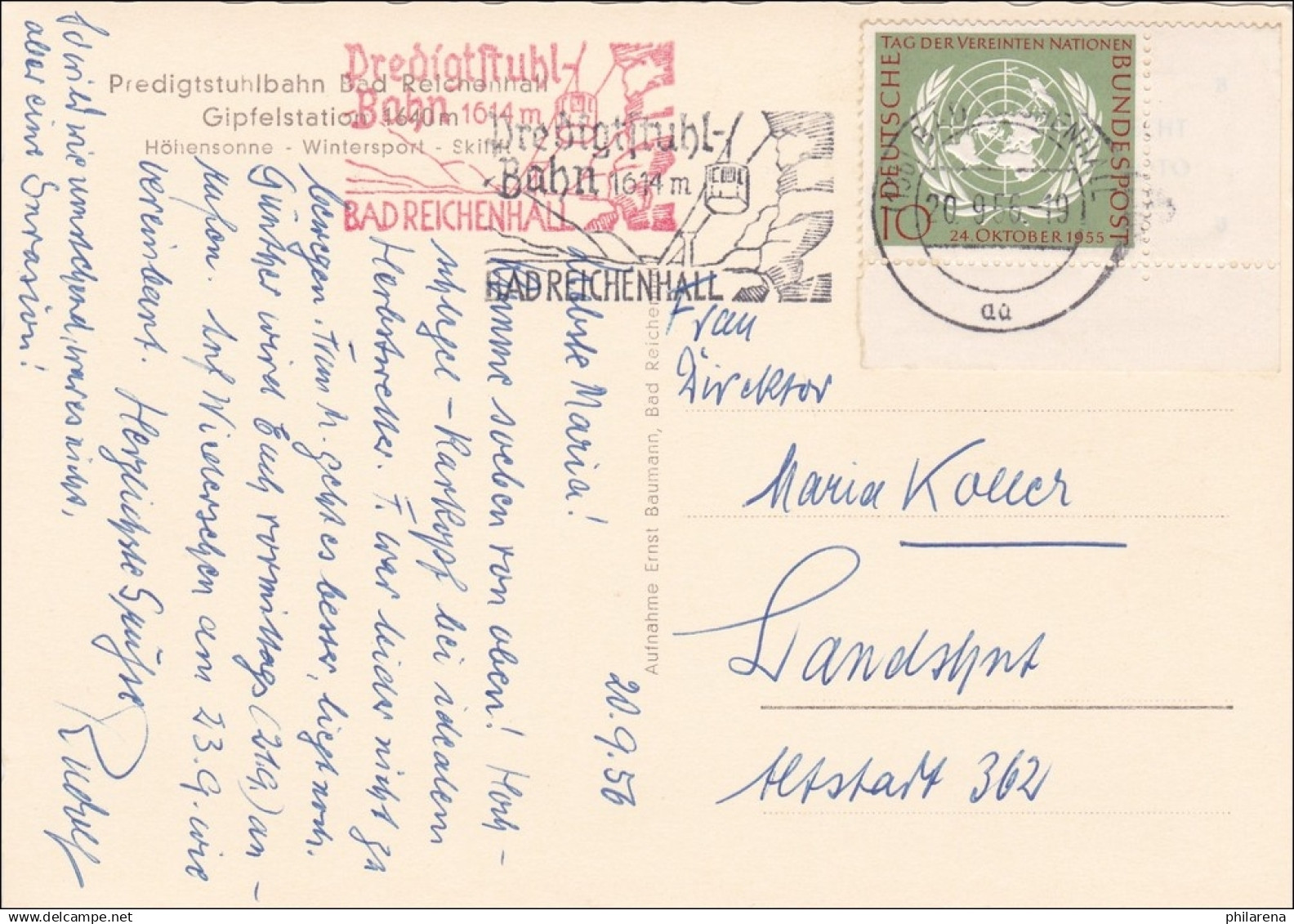 Ansichtskarte Predigtstuhl Nach Landshut - Eckrandmarke 1956 - Lettres & Documents