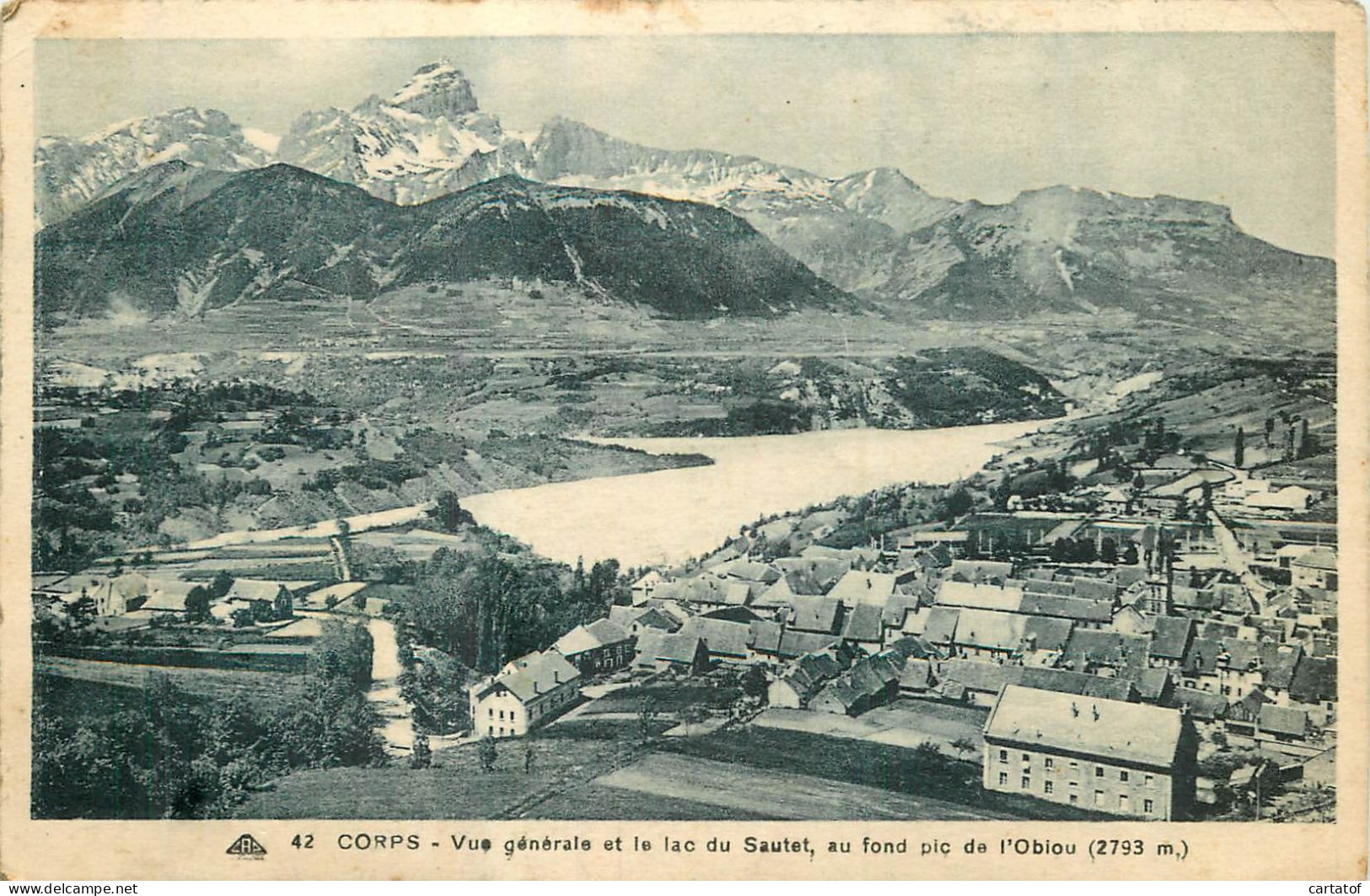 CORPS . Vue D'ensemble Du Pont Du Barrage Et Du Lac Du Sautet . Mt Chaillot .  - Corps