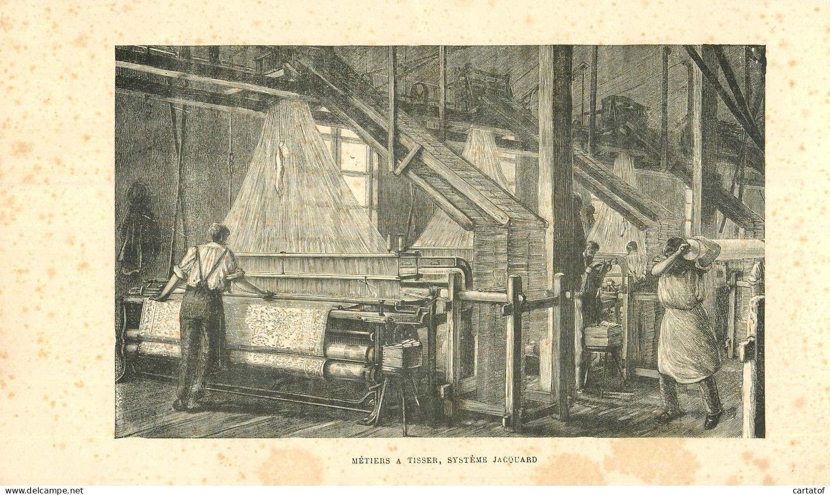 Image (litho) METIERS A TISSER SYSTÈME JACQUARD . Texte Explicatif Au Dos - Other & Unclassified