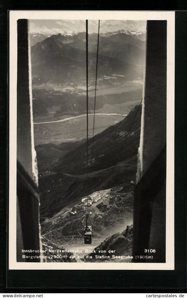 AK Innsbruck, Nordkettenbahn Mit Blick Von Der Bergstation Auf Die Station Seegrube  - Funicular Railway