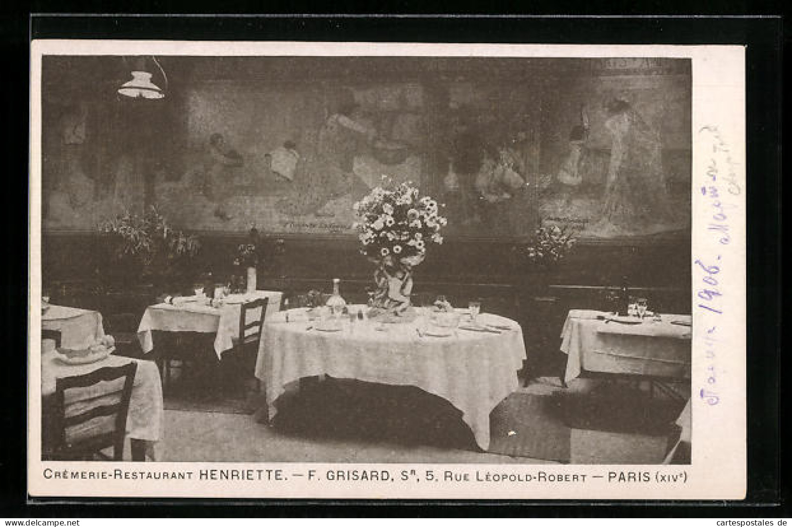 CPA Paris, Crémerie-Restaurant Henriette, F. Grisard, 5, Rue Léopold-Robert  - Cafés, Hotels, Restaurants