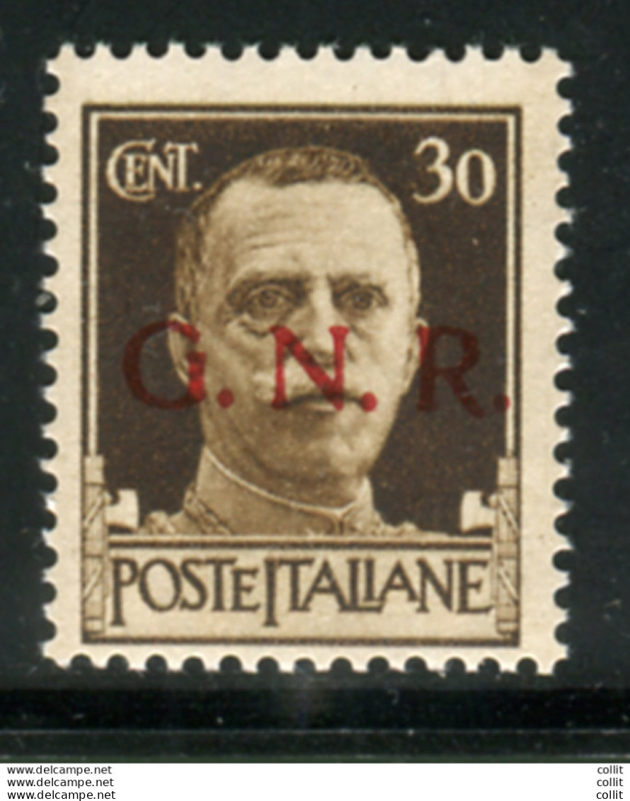 G.N.R. Cent. 30 N. 475A "errore Di Colore" - Soprastampa In Rosso - Ungebraucht