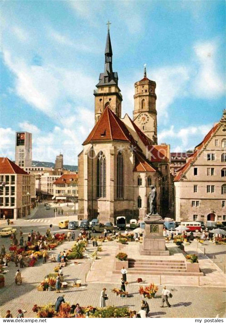 72641323 Stuttgart Schillerplatz Mit Stiftskirche Denkmal Statue Stuttgart - Stuttgart