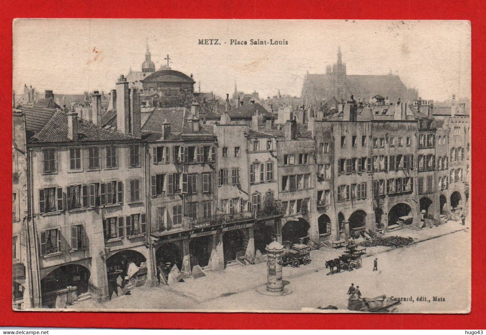 (RECTO / VERSO) METZ EN 1919 - PLACE SAINT LOUIS - CACHET POSTE AUX ARMEES EN 1919 - Metz