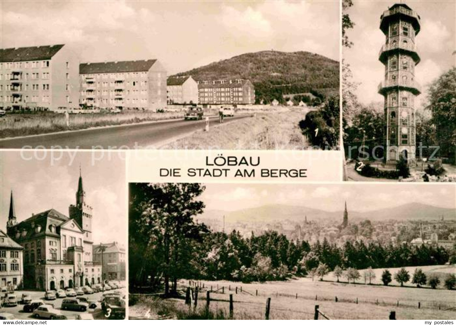 72641253 Loebau Sachsen Suedvorstadt Loebauer Berg Aussichtsturm Rathaus Panoram - Löbau