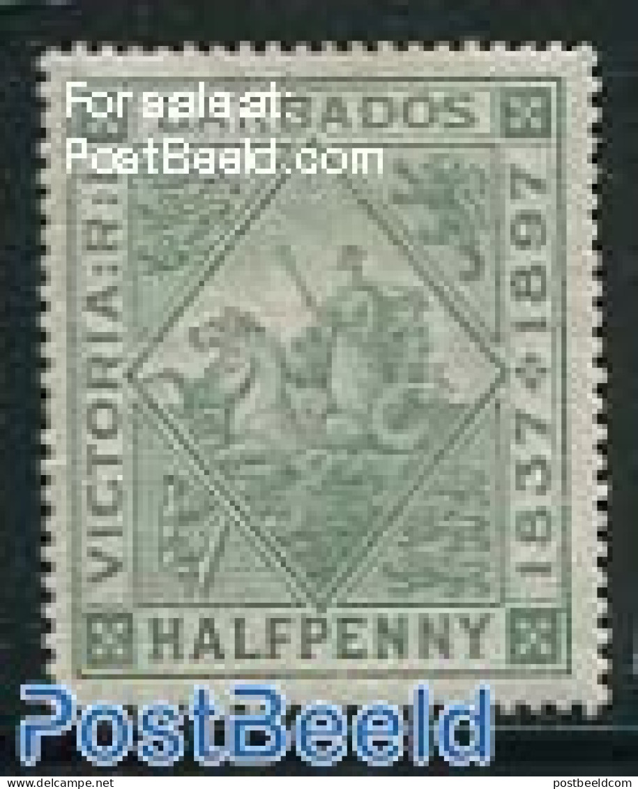Barbados 1897 1/2p, Stamp Out Of Set, Unused (hinged), Nature - Horses - Barbados (1966-...)