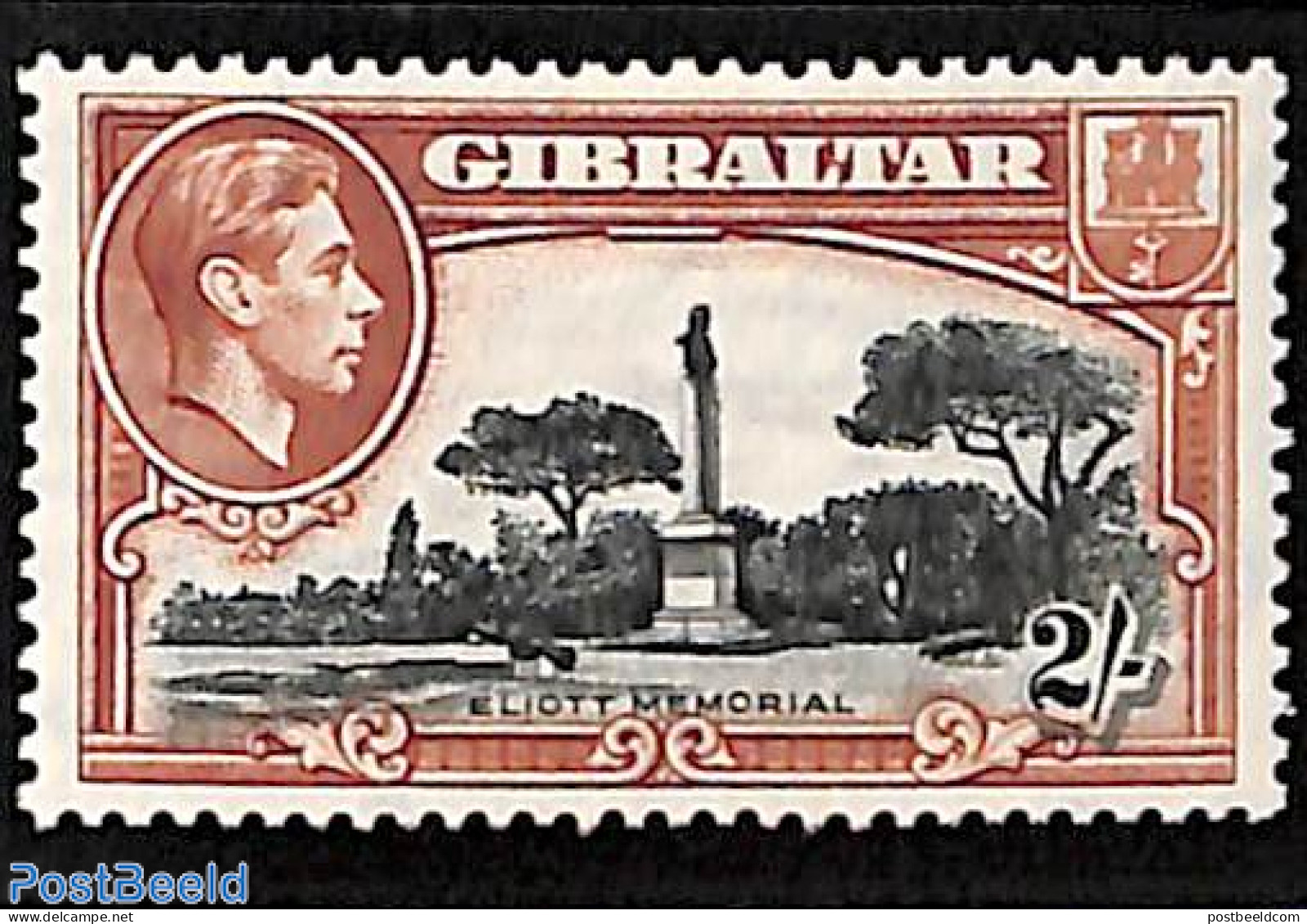 Gibraltar 1938 2Sh, Perf. 13.5, Stamp Out Of Set, Unused (hinged) - Gibilterra