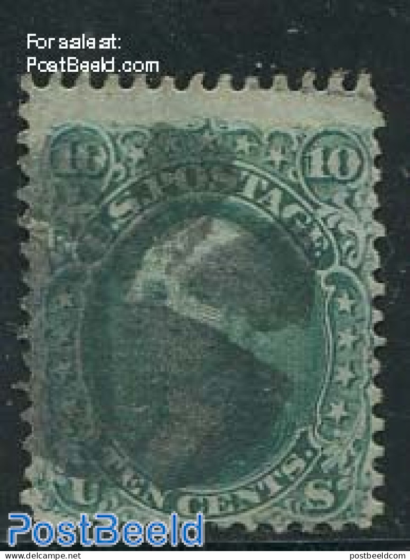 United States Of America 1867 10c Green, Grill 9x13mm, Used, Used Stamps - Usados