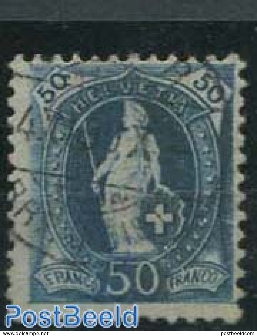 Switzerland 1882 50c, Dark Grey-ultramarine, Contr 1X, Perf. 11.75, Used Stamps - Gebraucht