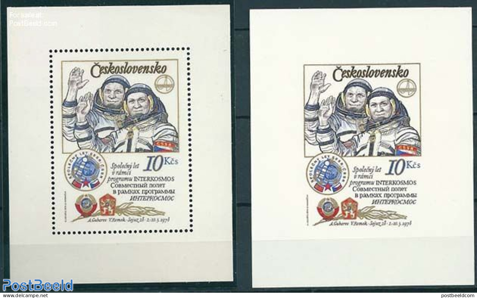 Czechoslovkia 1979 Cosmonauts 2 S/s (headphone With Vertical Line), Mint NH, Transport - Various - Space Exploration -.. - Andere & Zonder Classificatie