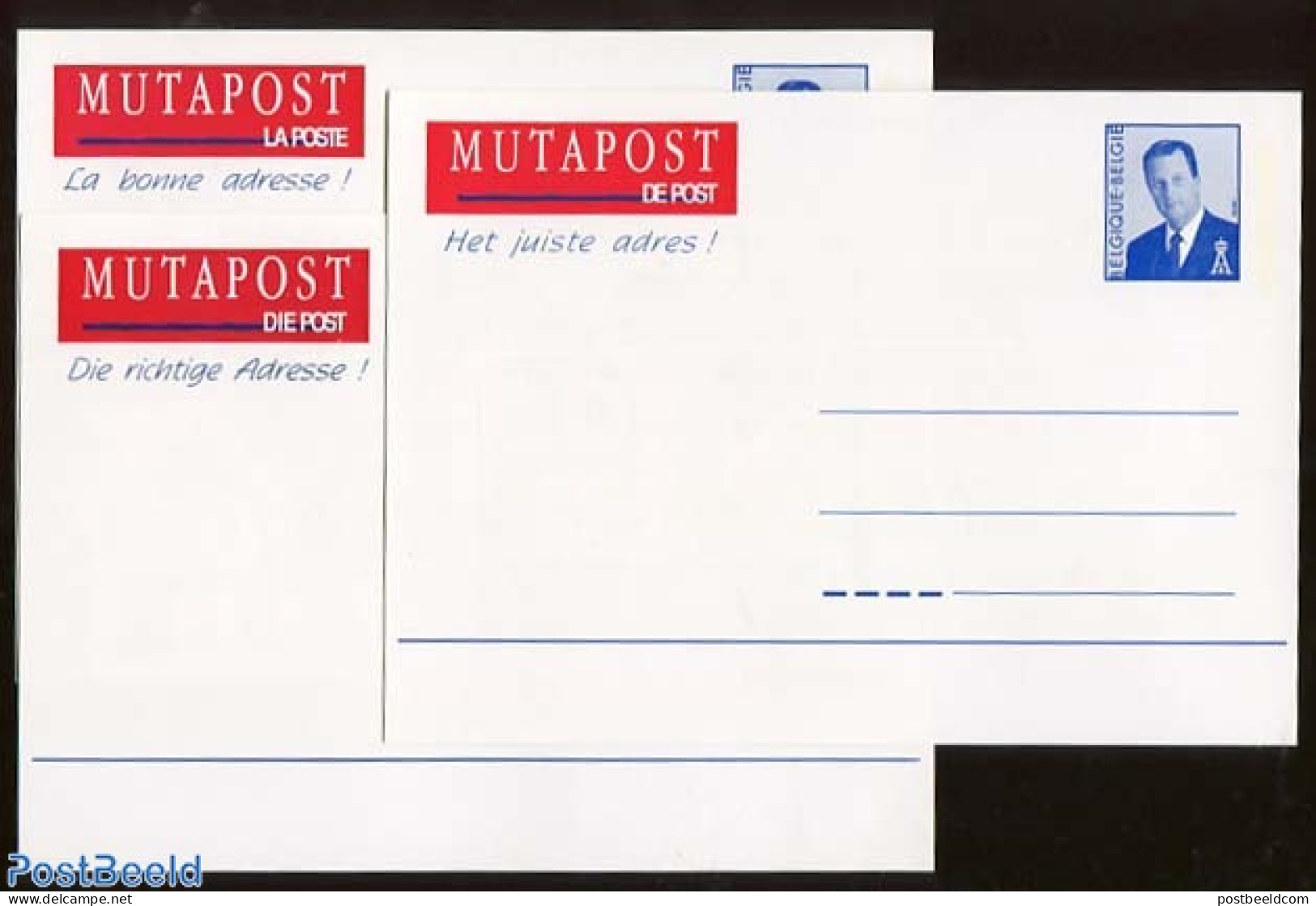 Belgium 1996 Address Change Card Set (3 Cards), Unused Postal Stationary - Covers & Documents