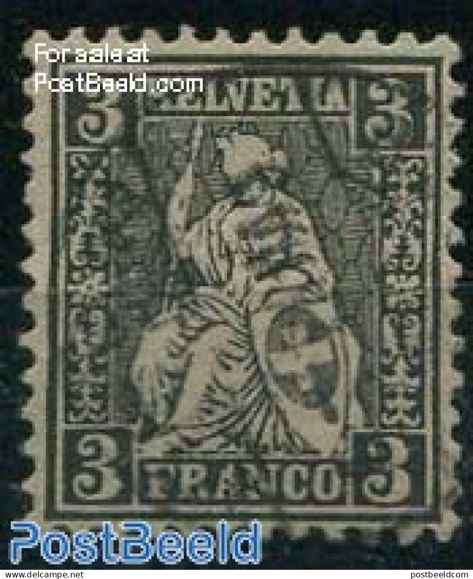 Switzerland 1862 3c Black, Used, Used Stamps - Gebruikt