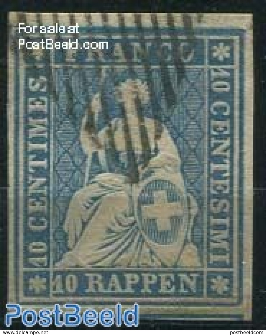 Switzerland 1854 10R, Blue, 2nd Munich Print, Used, Luxury!, Used Stamps - Oblitérés