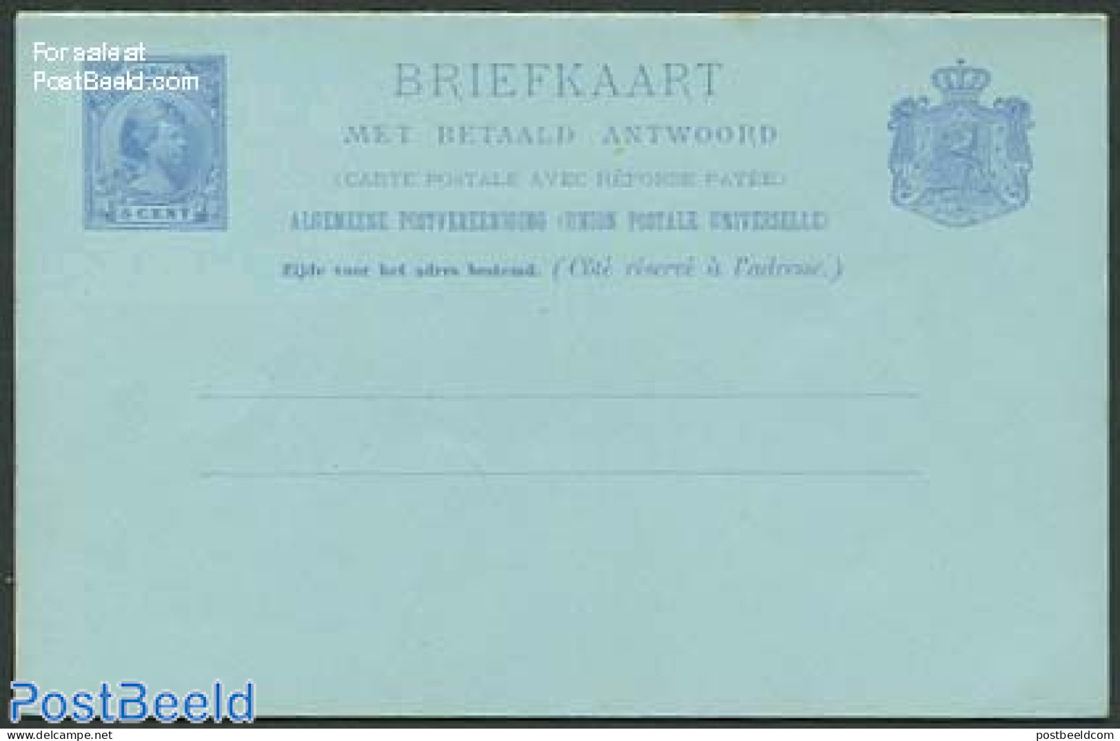 Netherlands 1891 Postcard With Answer 5+5c, Unused Postal Stationary - Storia Postale