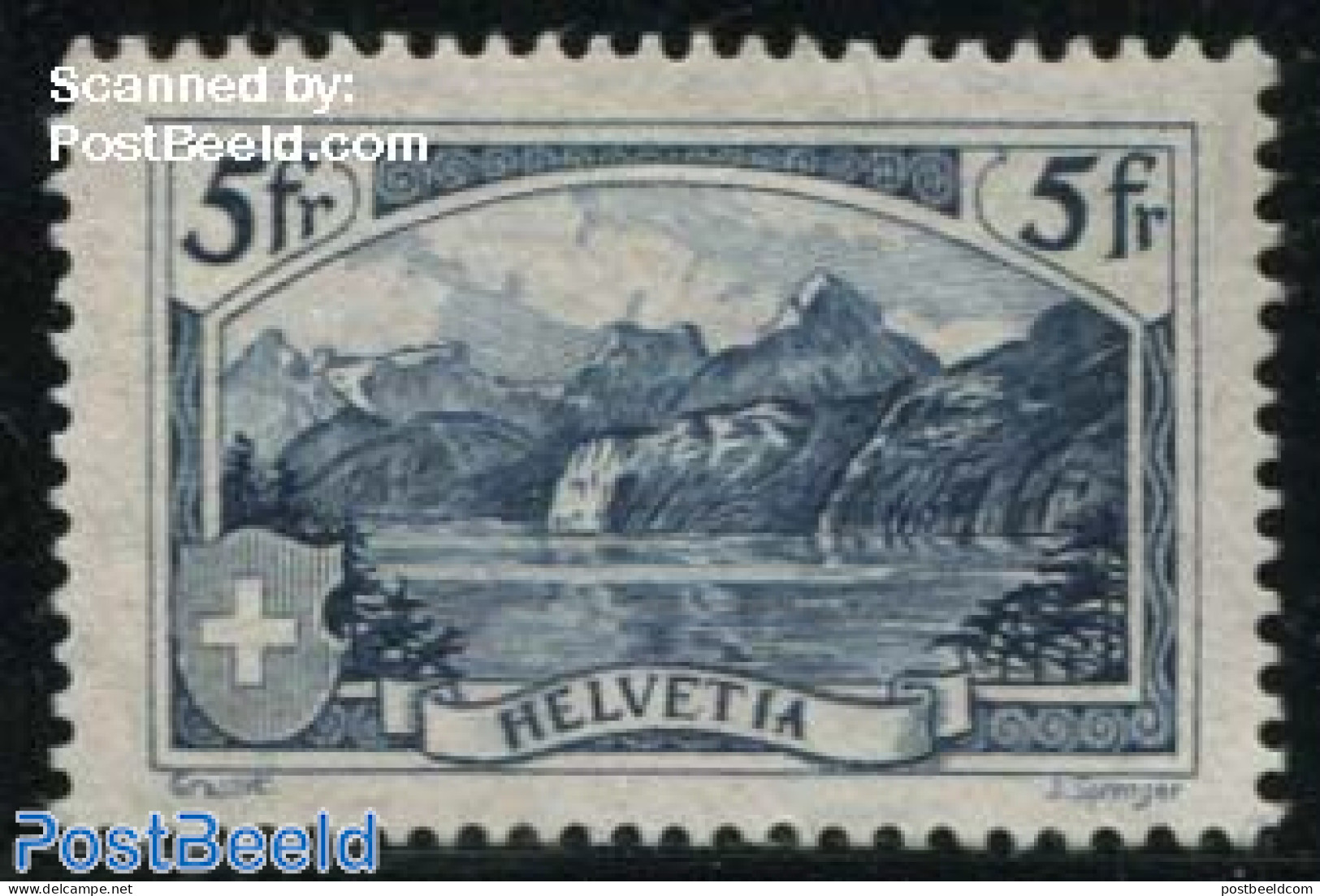 Switzerland 1928 5Fr. Blue, Stamp Out Of Set (J. Sprenger), Unused (hinged) - Neufs