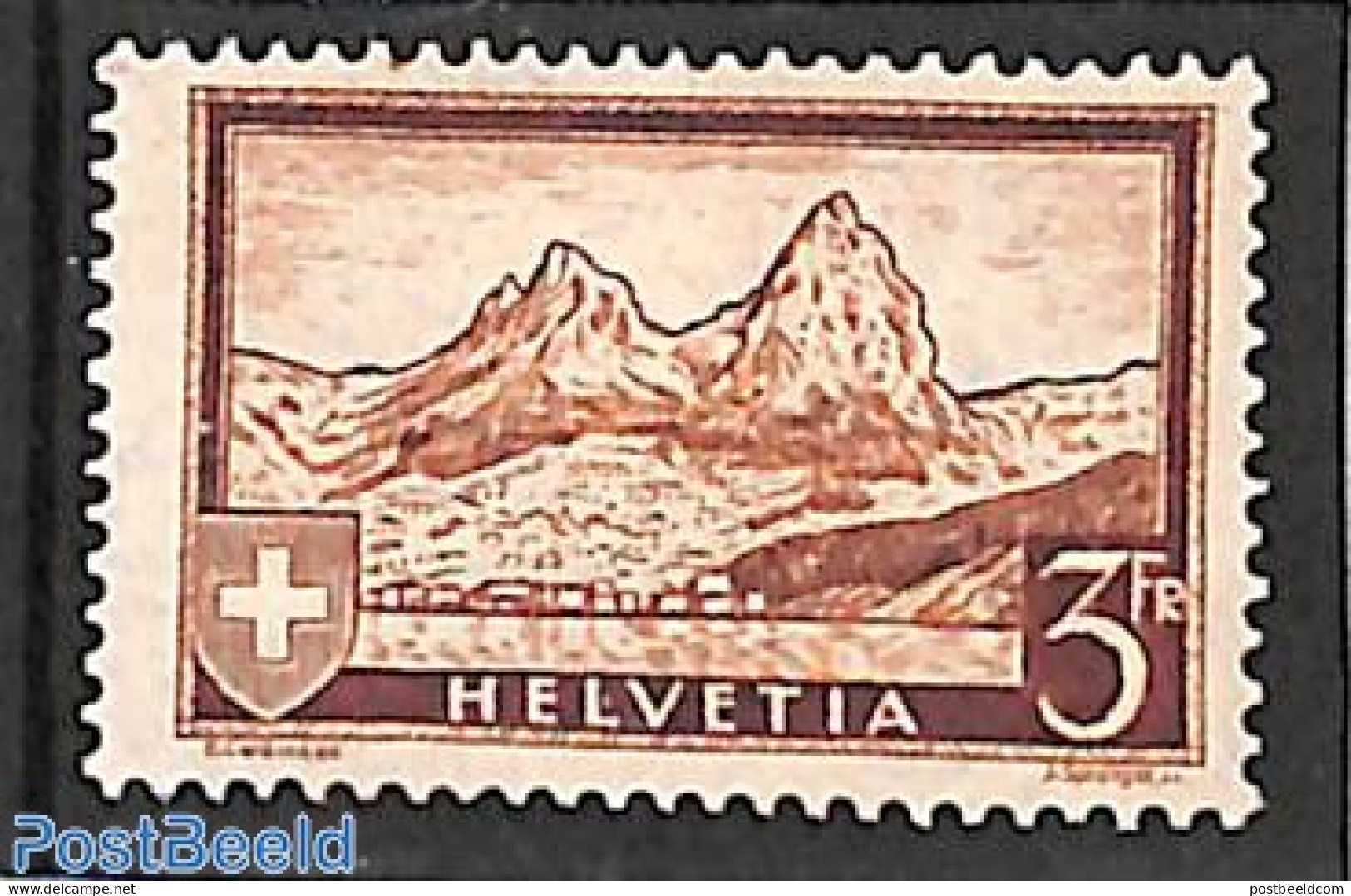 Switzerland 1931 3Fr. Stamp Out Of Set, Unused (hinged) - Ongebruikt