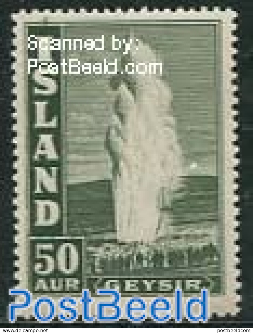 Iceland 1938 50A Blackgreen, Stamp Out Of Set, Unused (hinged), History - Geology - Ungebraucht