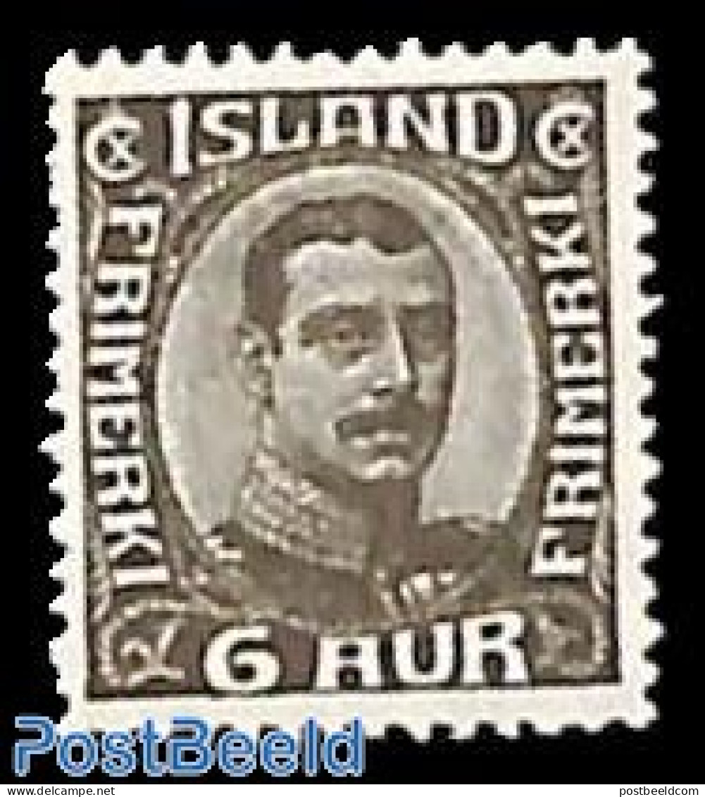 Iceland 1920 6A, Greyblack, Stamp Out Of Set, Unused (hinged) - Neufs