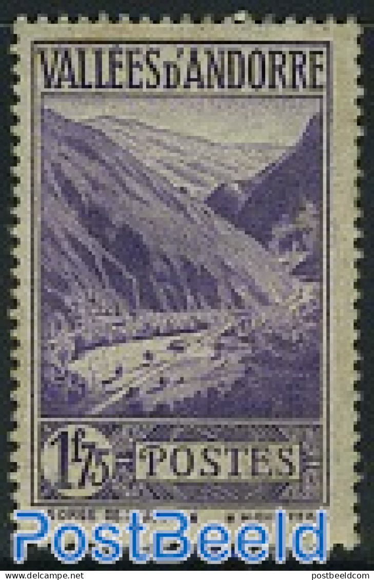 Andorra, French Post 1932 1.75F, Stamp Out Of Set, Unused (hinged) - Nuevos