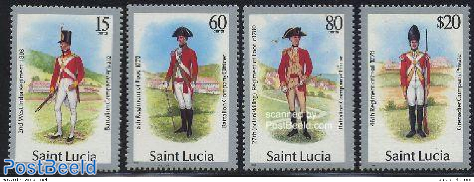 Saint Lucia 1987 Uniforms 4v, Mint NH, Various - Uniforms - Costumi