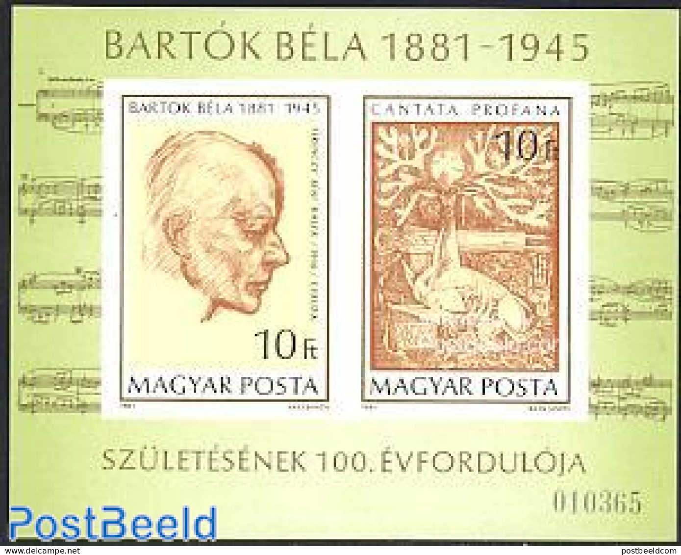 Hungary 1981 Bela Bartok S/s Imperforated, Mint NH, Performance Art - Music - Nuevos