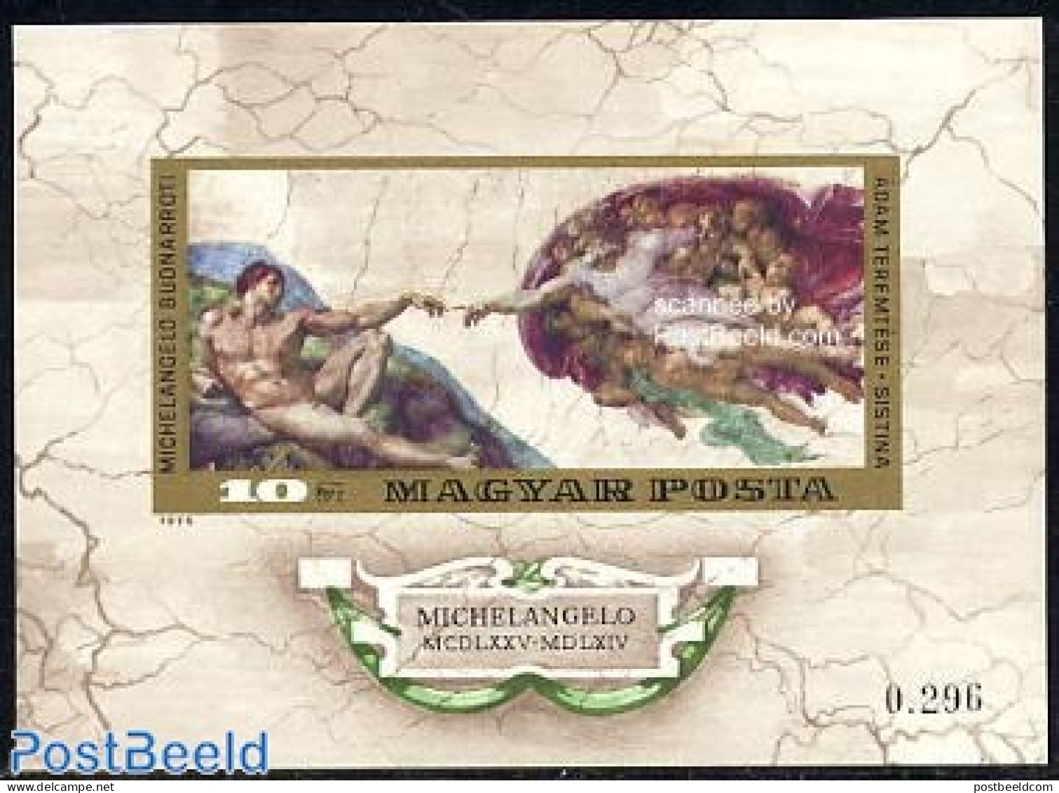 Hungary 1975 Michelangelo S/s Imperforated, Mint NH, Art - Michelangelo - Paintings - Ongebruikt