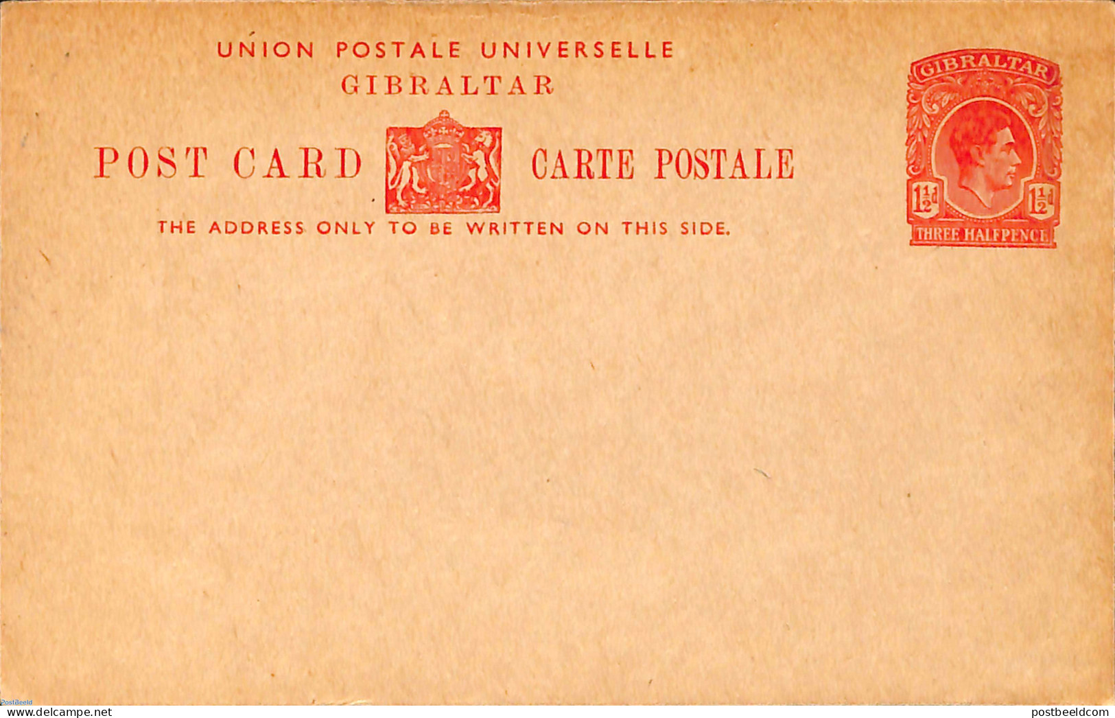 Gibraltar 1938 Postcard, 1.5p Red, Unused Postal Stationary - Gibraltar