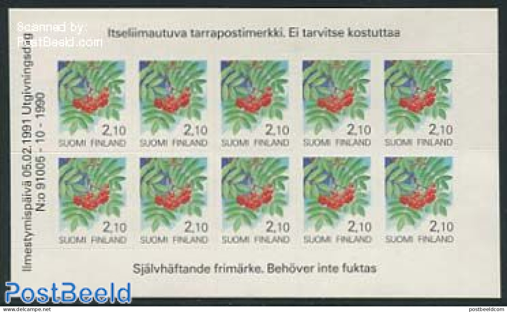 Finland 1991 Fruits M/s, Mint NH, Nature - Fruit - Nuevos