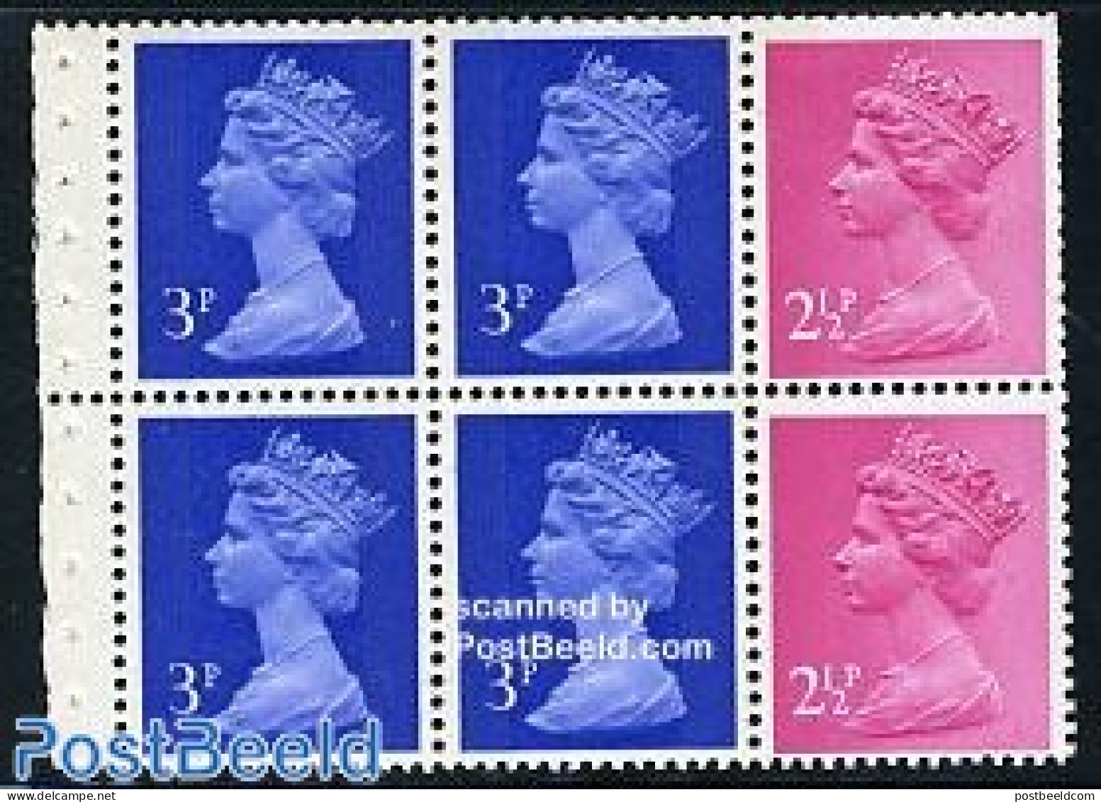 Great Britain 1971 4x3p, 2x2.5p Booklet PanE, Mint NH - Unused Stamps