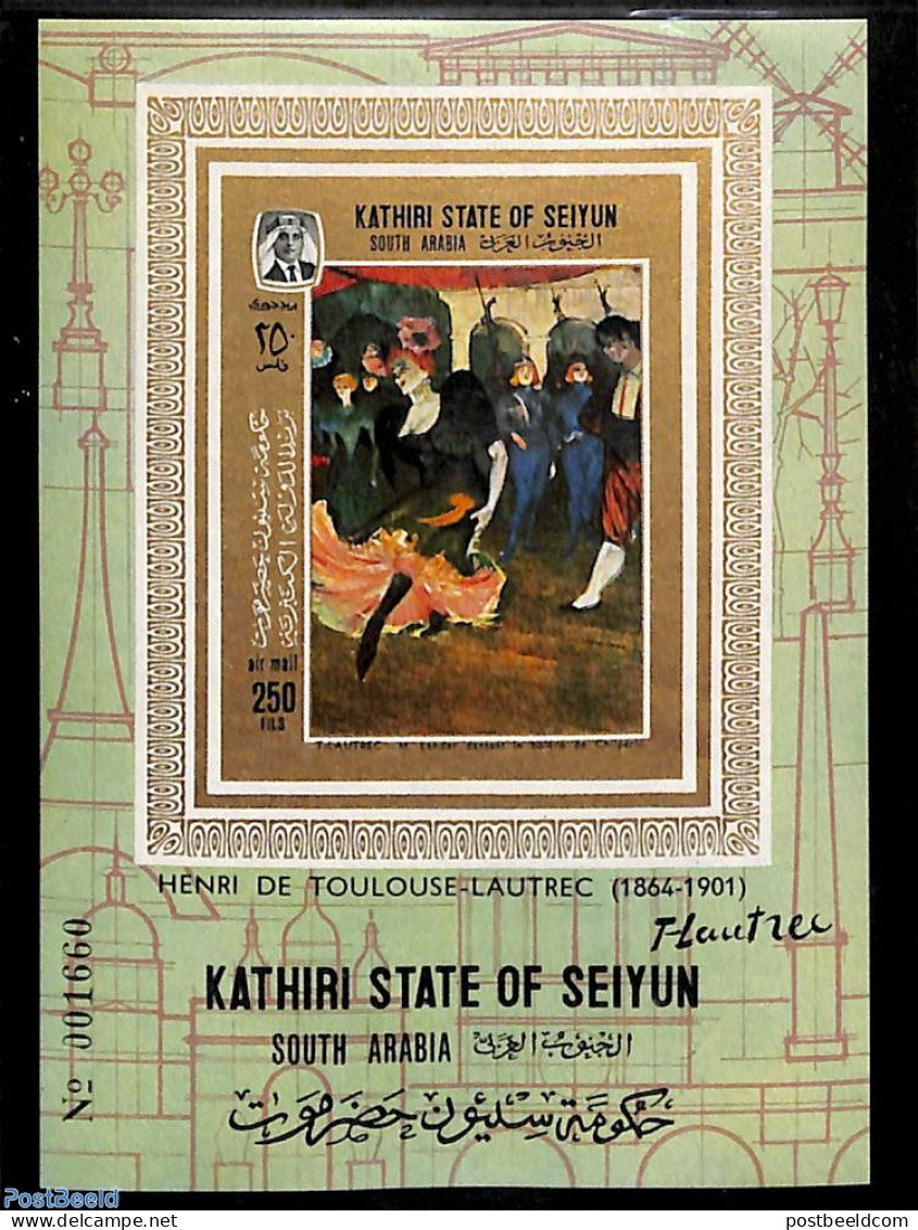 Aden 1967 Seiyun, Toulouse De Lautrec S/s Imperforated, Mint NH, Performance Art - Various - Dance & Ballet - Mills (W.. - Tanz