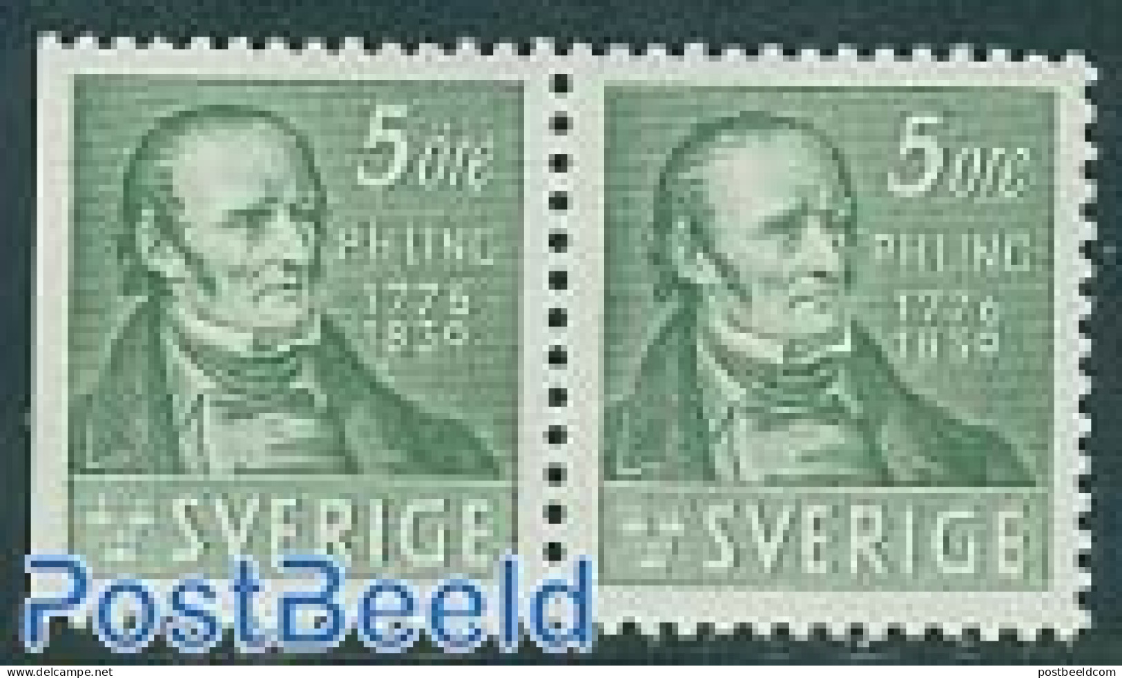 Sweden 1939 P.H. Ling Pair (3 Sides Perforated), Mint NH - Ungebraucht