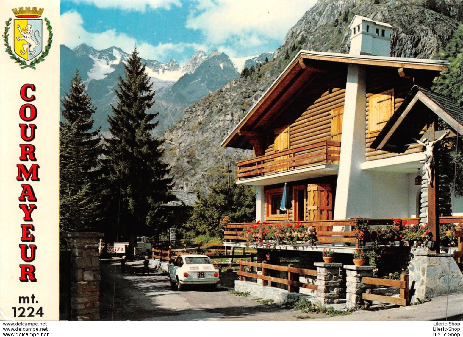 ITALIE  - COURMAYEUR - Cpsm 1970 - Pittoresque Chalet - Automobiles Fiat 850 Sport - Altri & Non Classificati