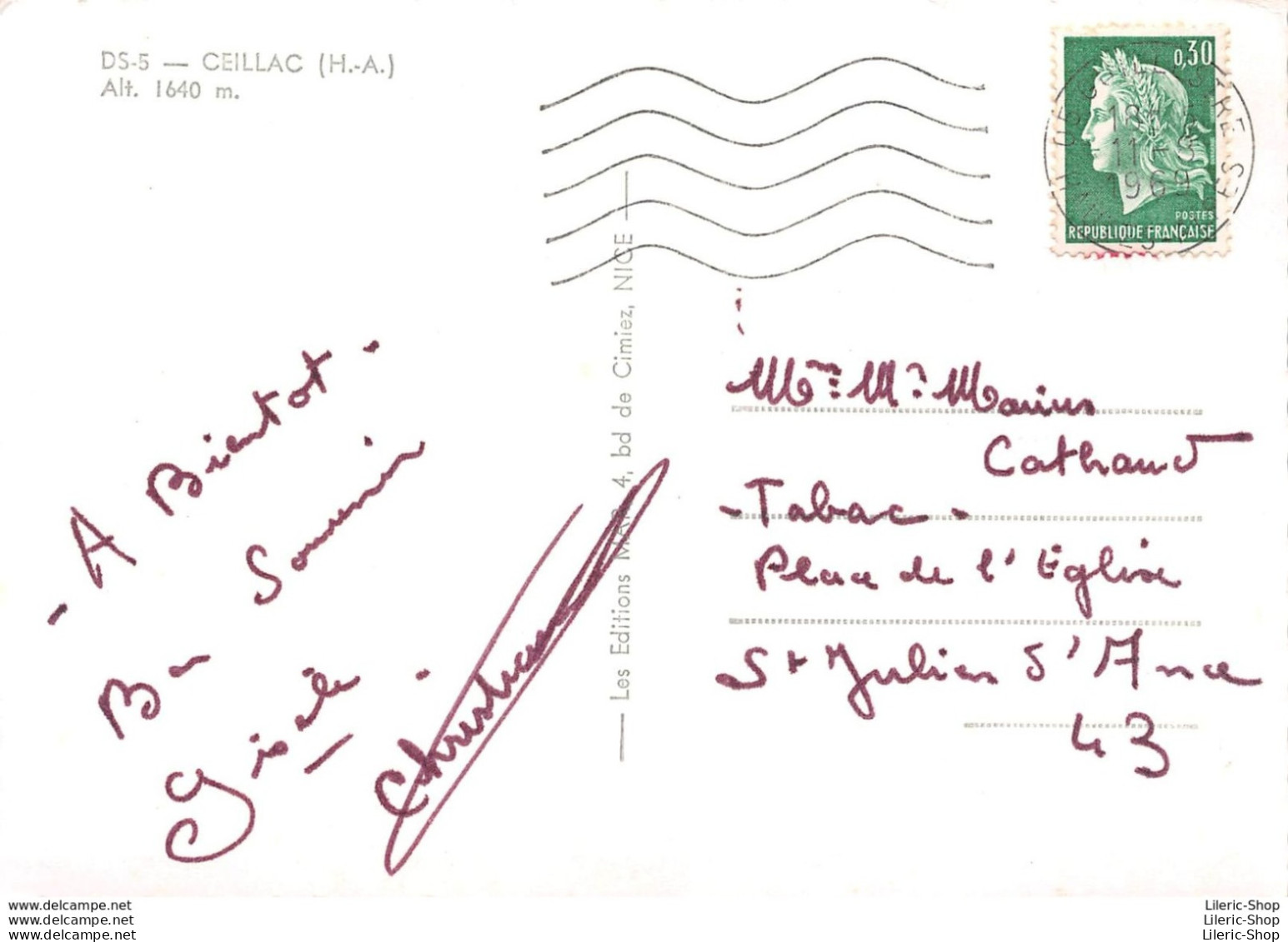 Cpsm - 1969 - Ceillac En Queyras - Vue Générale Dans Cadre - Fleurs - Édit. MAR - Sonstige & Ohne Zuordnung