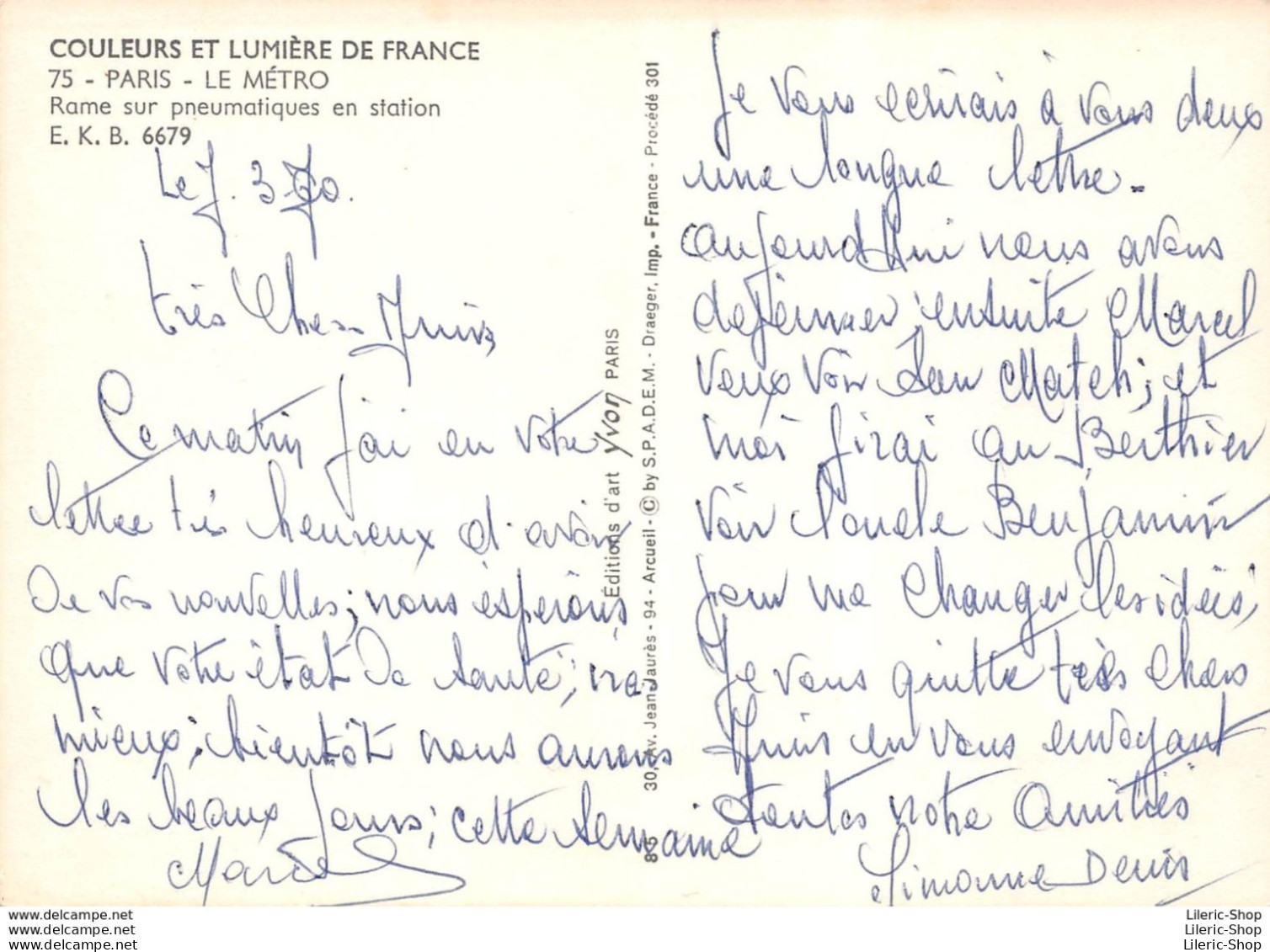 Paris - R.A.T.P.  Métro N°112 - Rame Sur Pneumatiques En Station -  Conducteur Et Contrôleur - Éd. Yvon - Stations, Underground