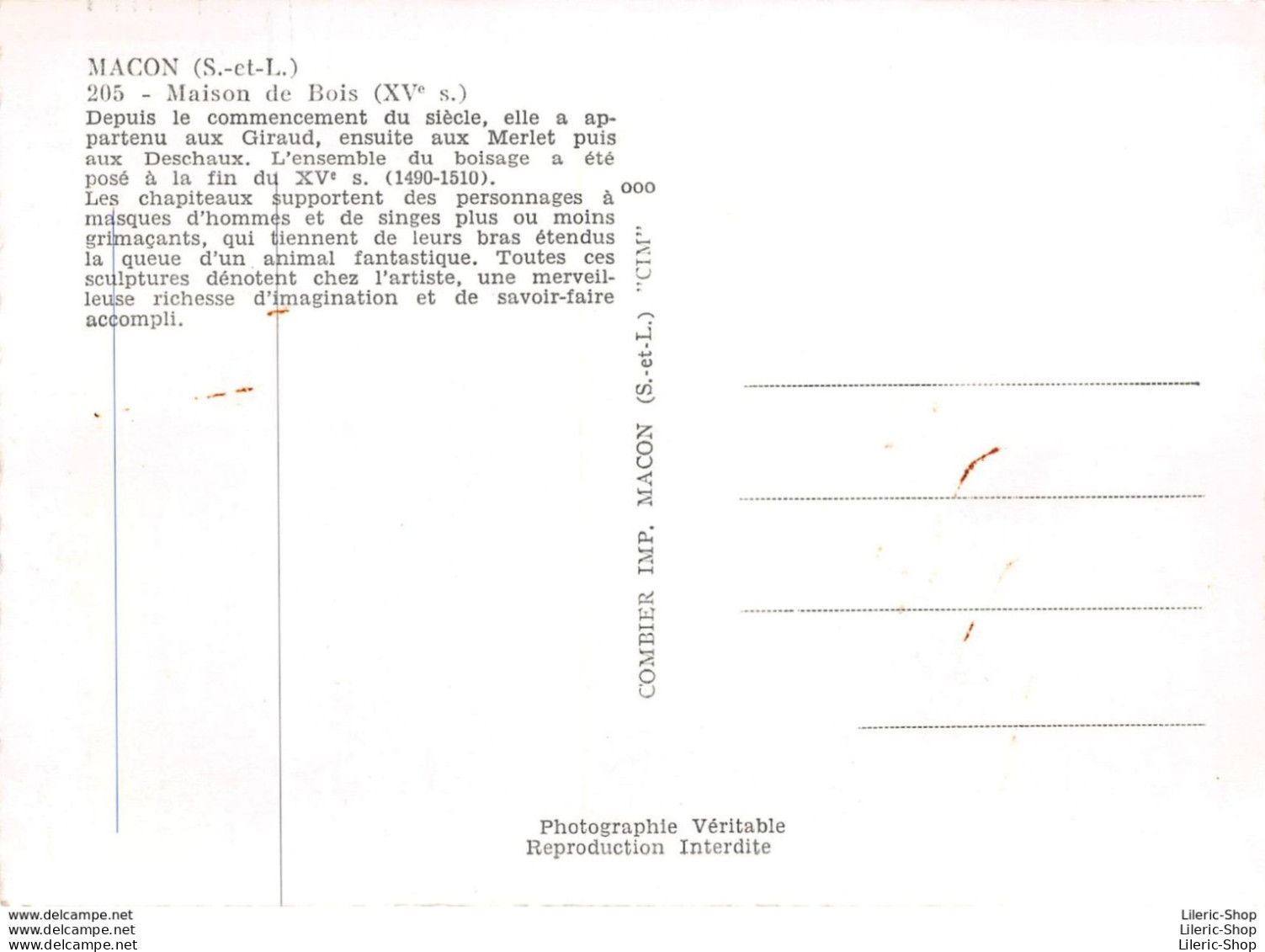 MACON►71►CPSM►±1960►MAISON DE BOIS►COMBIER - Macon