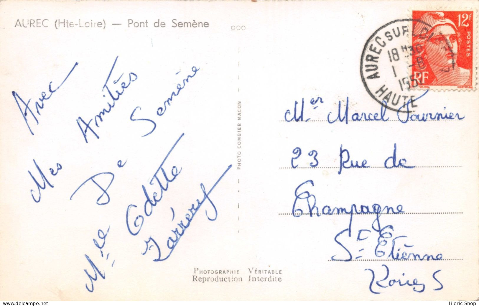 [43] Aurec Sur Loire - Pont De Semène Cpsm PF 1957 - Sonstige & Ohne Zuordnung