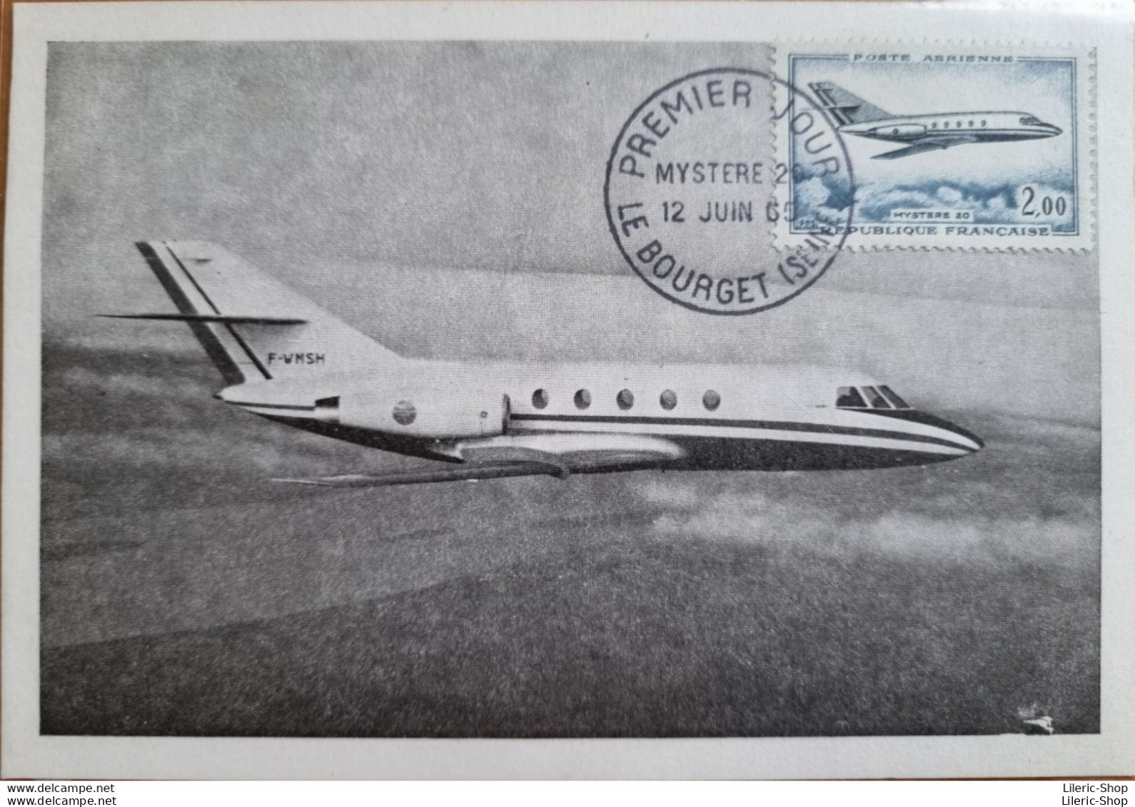 CARTE POSTALE PREMIER JOUR 12 06 1965 G.A.M. DASSAULT - Sud Aviation - "Mystère 20" Fan Jet Facon - - 1946-....: Moderne