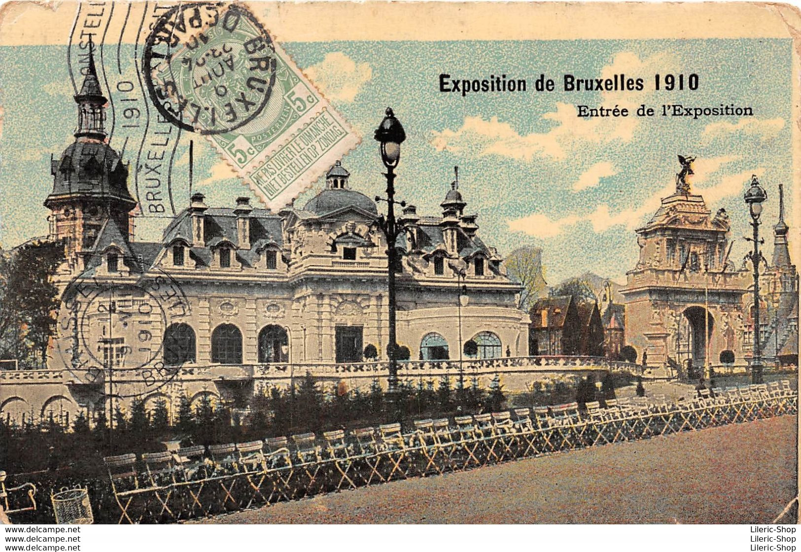 BELGIQUE►BRUXELLES  - ENTRÉE DE L'EXPOSITION►CACHET MARCHAND "PACREAU HENRI" VINS ET LIQUEURS Cpa 1910 ♣♣♣ - Universal Exhibitions