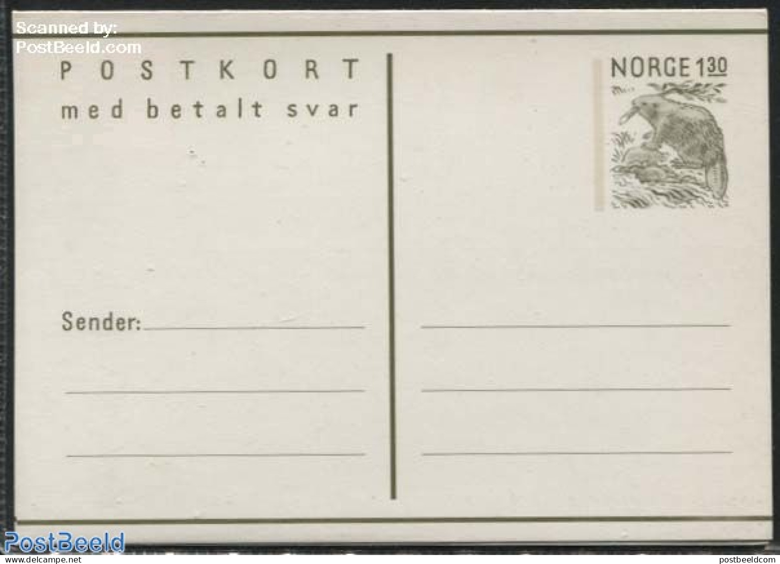 Norway 1981 Postcard With Answer 1.30/1.30, Beaver, Unused Postal Stationary, Nature - Animals (others & Mixed) - Storia Postale