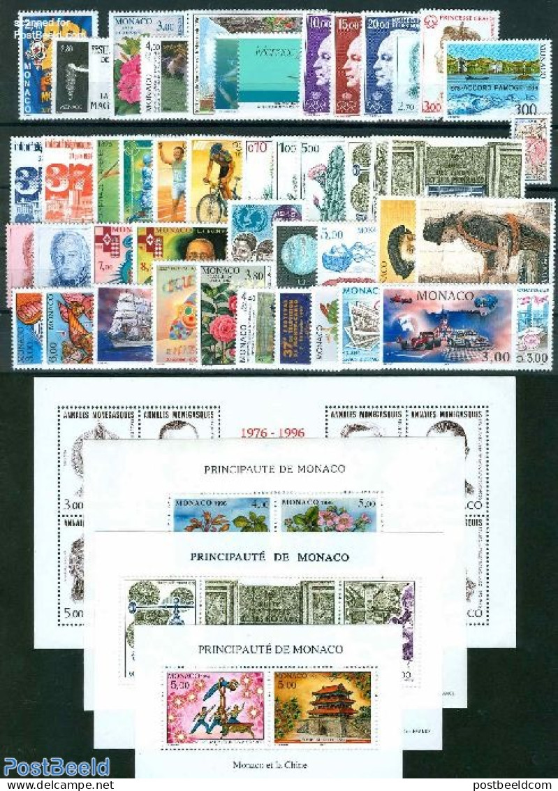 Monaco 1996 Yearset 1996, Complete, 45v + 4s/s, Mint NH, Various - Yearsets (by Country) - Neufs