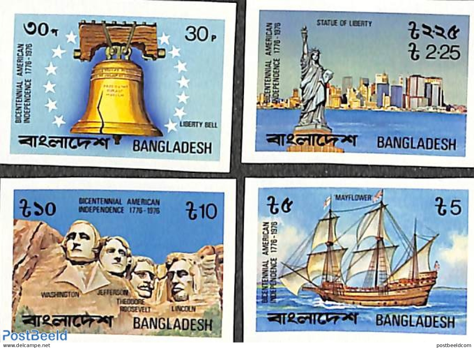 Bangladesh 1976 American Bicentenary 4v Imperforated, Mint NH, History - Transport - US Bicentenary - Ships And Boats .. - Boten